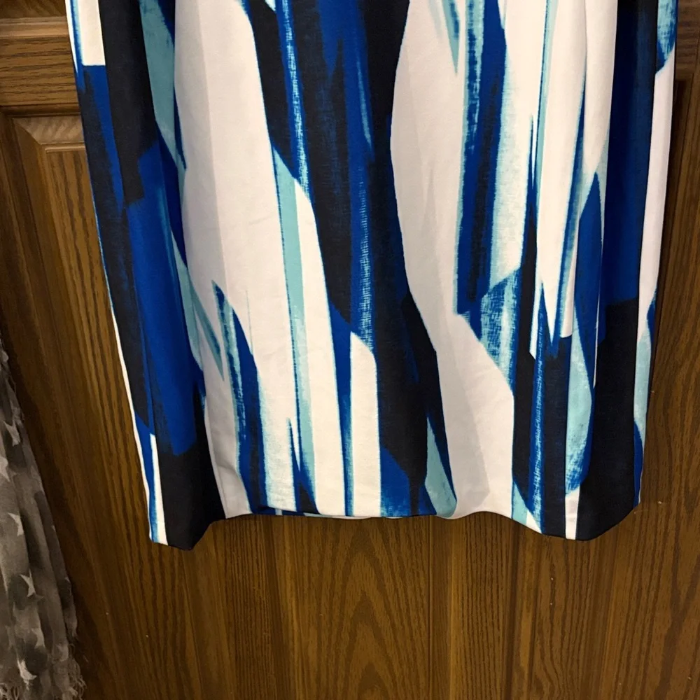 Calvin Klein Abstract Midi Sheath Dress W/Silver Hardware - Picture 6 of 11